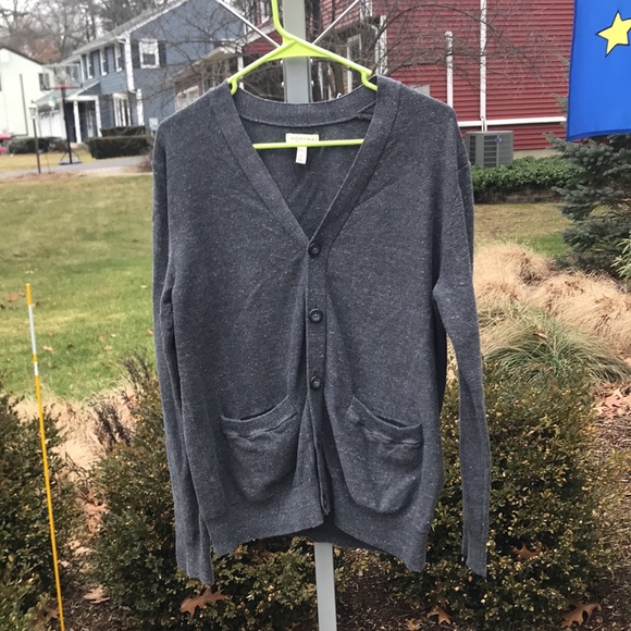 Sonoma Mens Classic Fit Cardigan Sweater, Size Medium, Heather Charcoal Gray - Picture 2 of 5